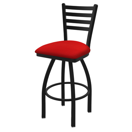 HOLLAND BAR STOOL CO 25" Swivel Counter Stool, Black Wrinkle, Canter Red Seat 41025BW011